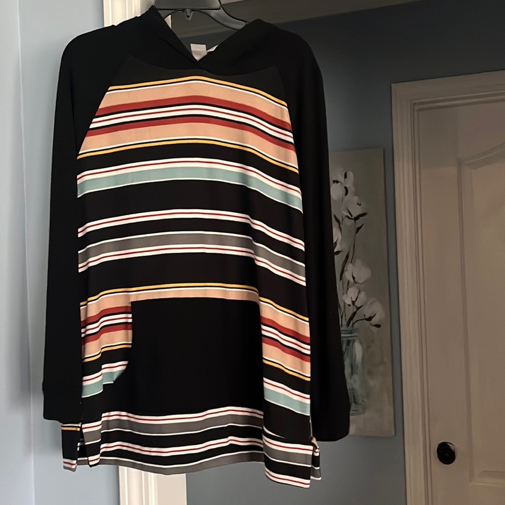 Striped Honeyme Hoodie w/ Kangaroo Pouch, Medium